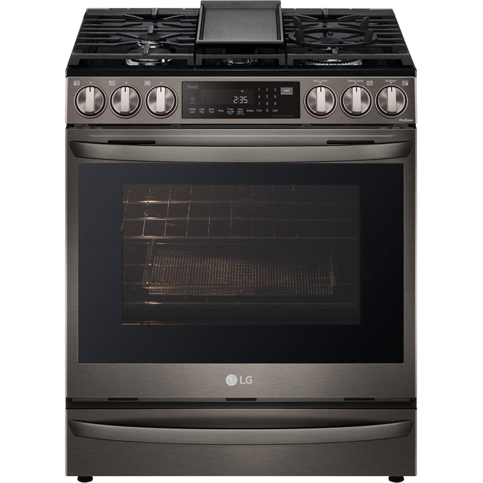 LG 6.3-Cu. Ft. Smart Wi-Fi Enabled ProBake Convection InstaView Gas Slide-in Range with Air Fry, Black Stainless Steel (LSGL6337D)