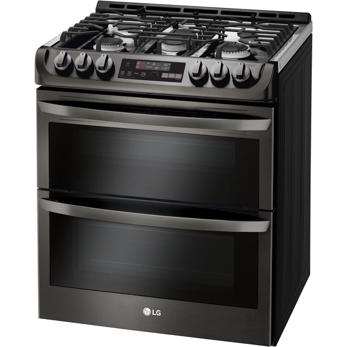 LG Electronics 6.9-Cu. Ft. Gas Range with Double Oven and ProBake Convection, Black Stainless Steel (LTG4715BD)