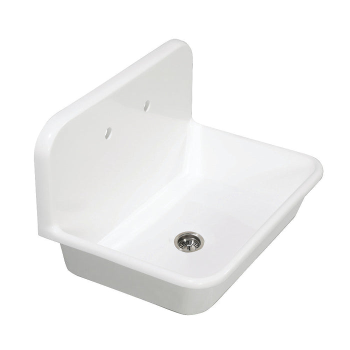 Kingston Brass Arcticstone 30 in. Solid Surface Farmhouse Kitchen Sink with Backsplash, Matte White (GKTA302119)
