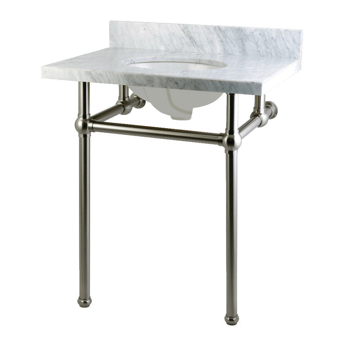 Kingston Brass Templeton 30" x 22" Carrara Marble Vanity Top with Brass Console Legs
