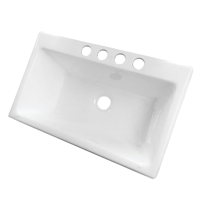 Kingston Brass Towne 36-Inch Cast Iron Undermount Kitchen Sink, 4-Hole, White