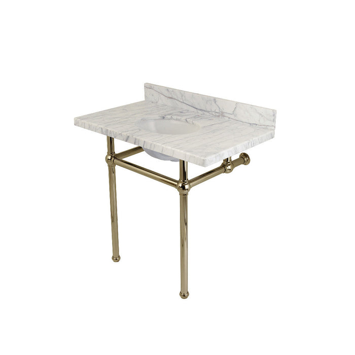 Kingston Brass Templeton 36" x 22" Carrara Marble Vanity Top with Brass Console Legs