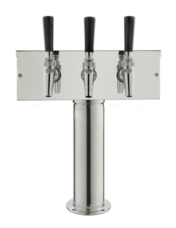 3 Faucet Polished Stainless Steel Draft Beer Tower - Perlick Faucets