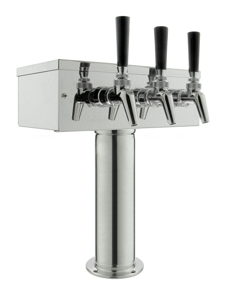 3 Faucet Polished Stainless Steel Draft Beer Tower - Perlick Faucets