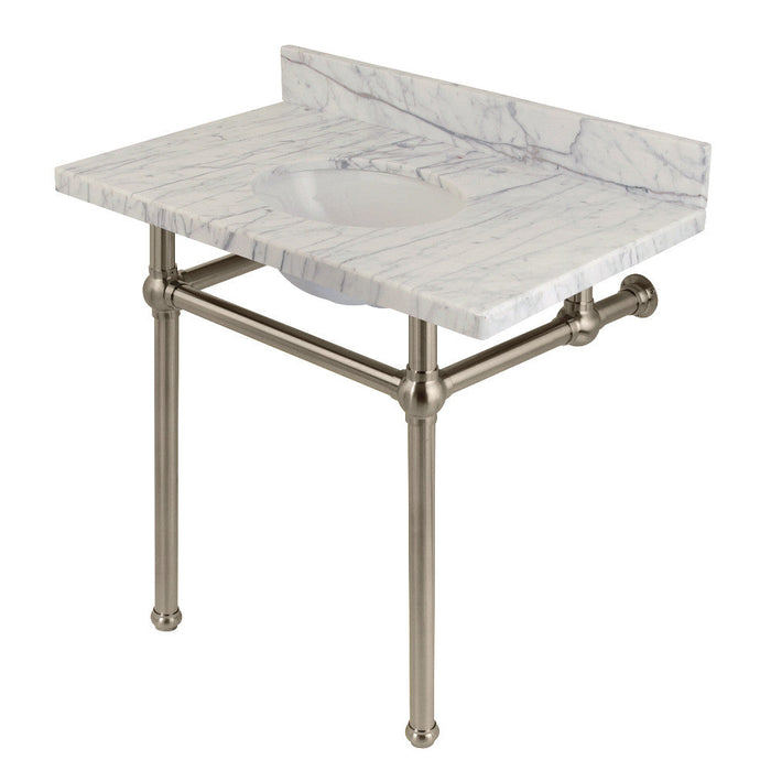 Kingston Brass Templeton 36" x 22" Carrara Marble Vanity Top with Brass Console Legs