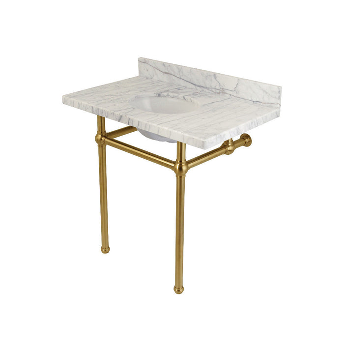 Kingston Brass Templeton 36" x 22" Carrara Marble Vanity Top with Brass Console Legs