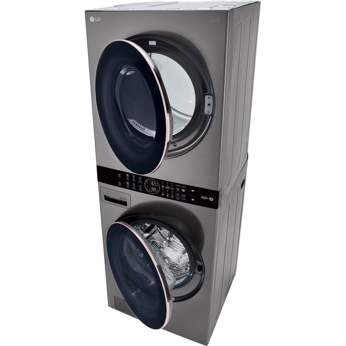 LG WashTower Single Front Load Unit with Center Control, 4.5-Cu. Ft. Washer and 7.4-Cu. Ft. Electric Dryer in Graphite (WKE100HVA)