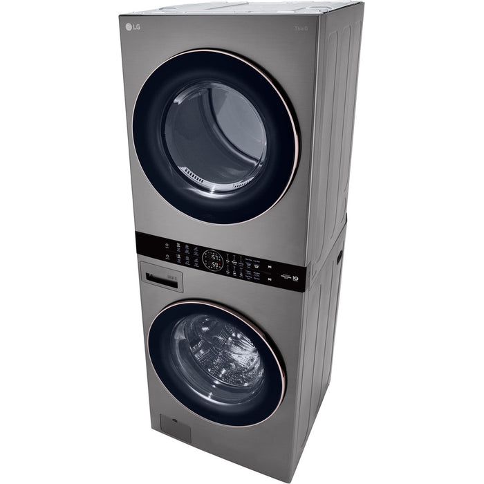 LG WashTower Single Front Load Unit with Center Control, 4.5-Cu. Ft. Washer and 7.4-Cu. Ft. Electric Dryer in Graphite (WKE100HVA)