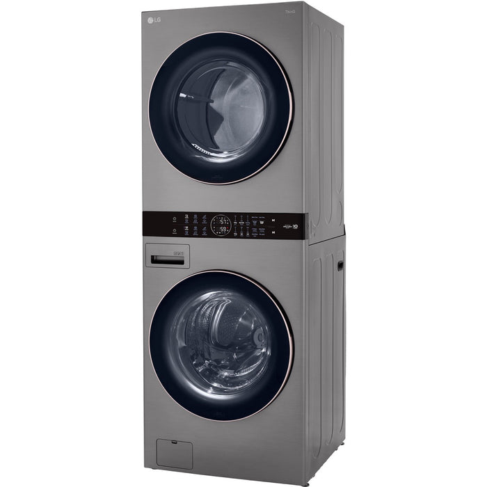 LG WashTower Single Front Load Unit with Center Control, 4.5-Cu. Ft. Washer and 7.4-Cu. Ft. Electric Dryer in Graphite (WKE100HVA)