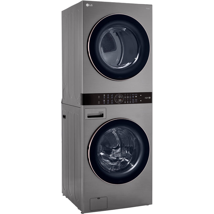 LG WashTower Single Front Load Unit with Center Control, 4.5-Cu. Ft. Washer and 7.4-Cu. Ft. Electric Dryer in Graphite (WKE100HVA)