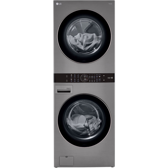 LG WashTower Single Front Load Unit with Center Control, 4.5-Cu. Ft. Washer and 7.4-Cu. Ft. Electric Dryer in Graphite (WKE100HVA)