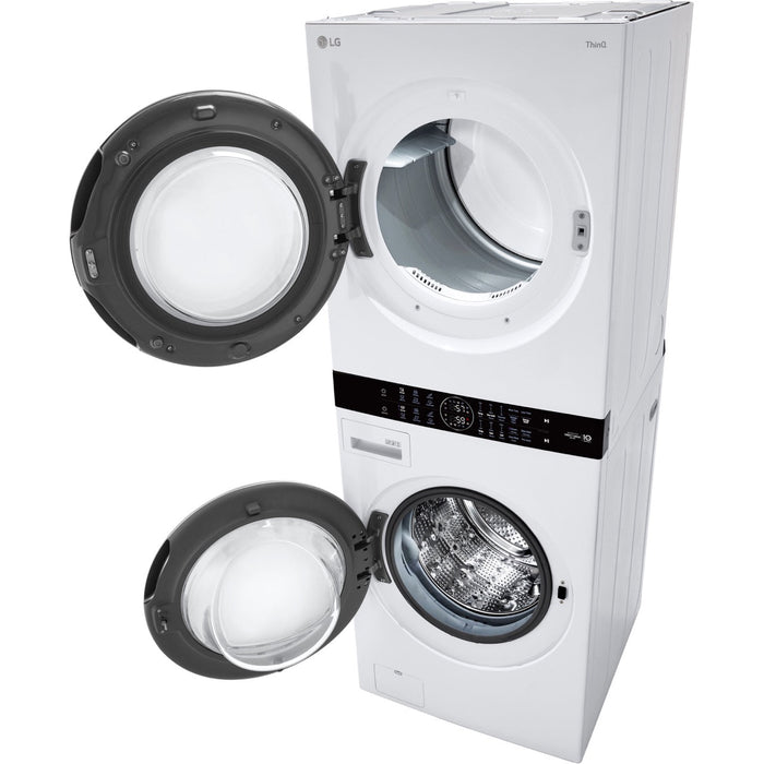 LG Single Unit Front Load LG WashTower with Center Control 4.5-cu. ft. Washer and 7.4-cu. ft. Gas Dryer (WKG101HWA)