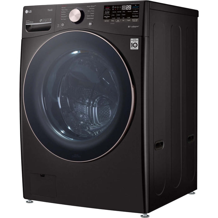 LG 27 In. 4.5-Cu. Ft. Front Load Washer with Steam Technology in Black Steel (WM4000HBA)