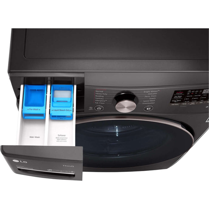 LG 27 In. 4.5-Cu. Ft. Front Load Washer with Steam Technology in Black Steel (WM4000HBA)