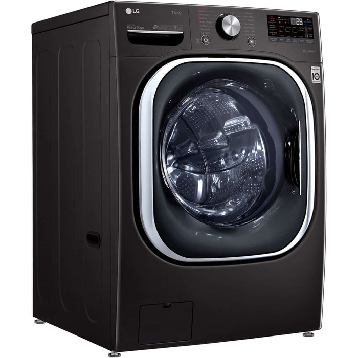LG 27 In. 5.0-Cu. Ft. Front Load Washer with TurboWash 360 and Built-In Intelligence in Black Steel (WM4500HBA)