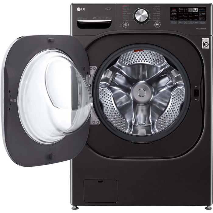 LG 27 In. 5.0-Cu. Ft. Front Load Washer with TurboWash 360 and Built-In Intelligence in Black Steel (WM4500HBA)