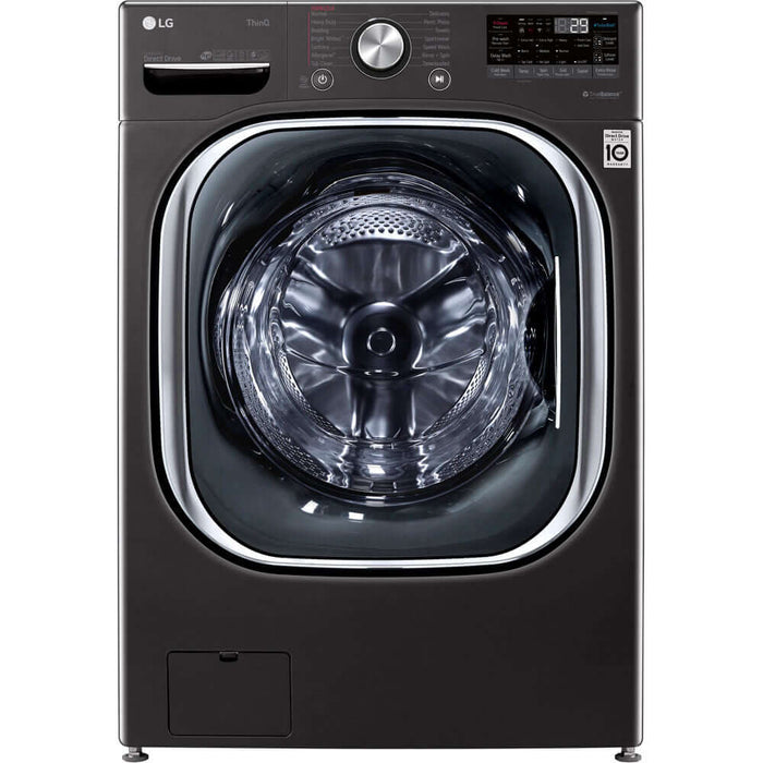 LG 27 In. 5.0-Cu. Ft. Front Load Washer with TurboWash 360 and Built-In Intelligence in Black Steel (WM4500HBA)
