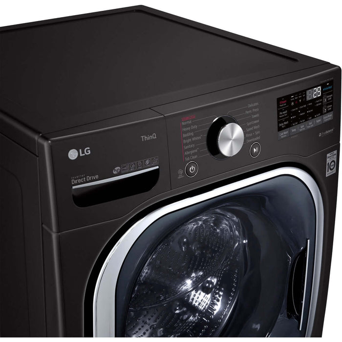 LG 27 In. 5.0-Cu. Ft. Front Load Washer with TurboWash 360 and Built-In Intelligence in Black Steel (WM4500HBA)