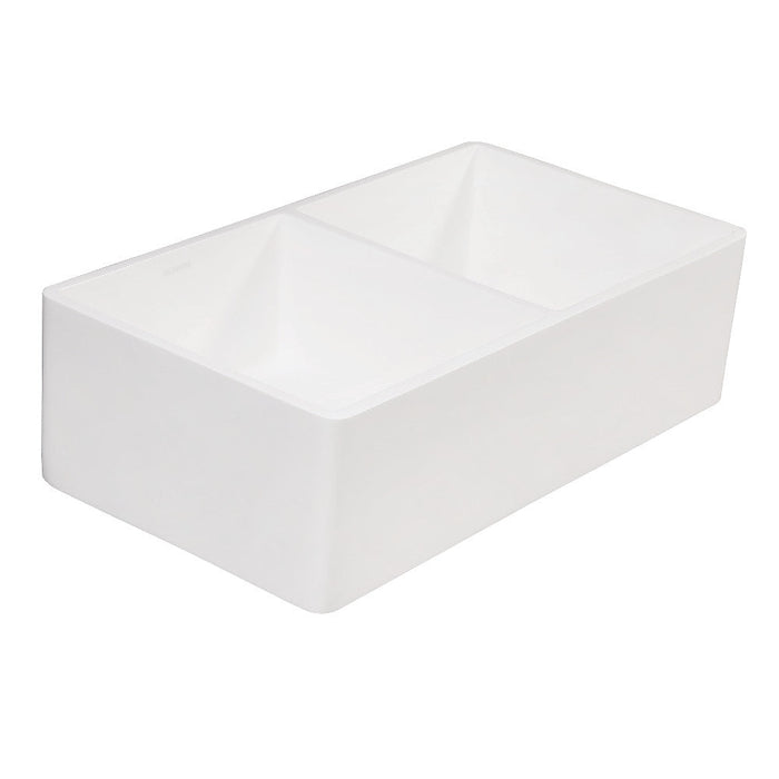 Kingston Brass Arcticstone 33 in. Solid Surface Farmhouse Kitchen Sink, Matte/Glossy White (GPFA331810BCD)