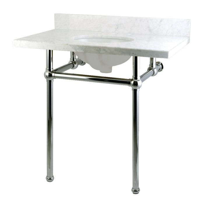 Kingston Brass Templeton 36" x 22" Carrara Marble Vanity Top with Brass Console Legs