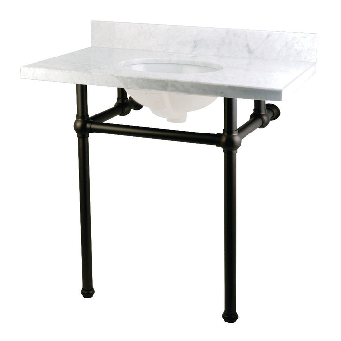 Kingston Brass Templeton 36" x 22" Carrara Marble Vanity Top with Brass Console Legs