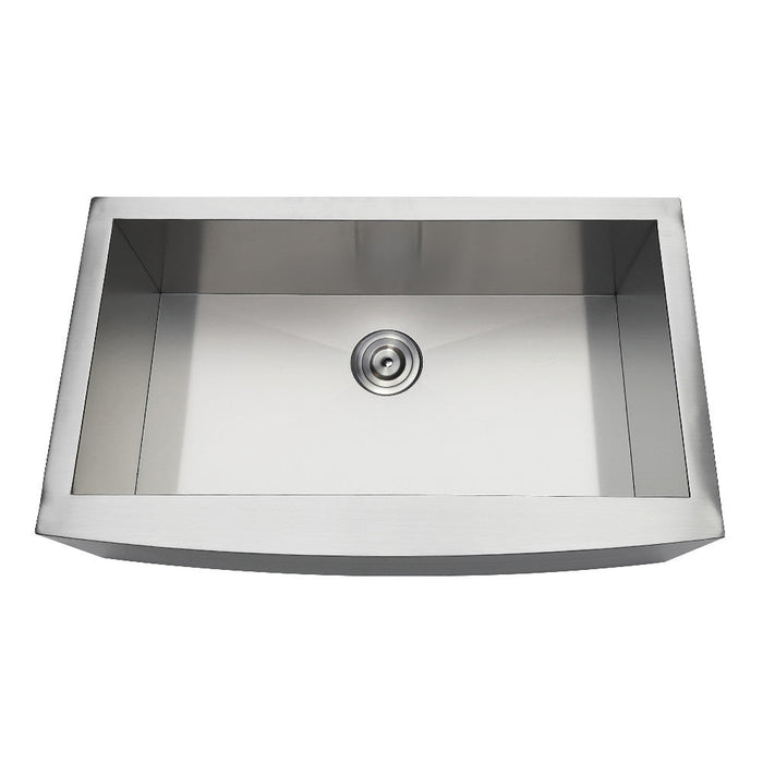 Kingston Brass 33 in. Drop-In Stainless Steel Apron-Front Single Bowl Farmhouse Kitchen Sink, Brushed (GKTSF33209)
